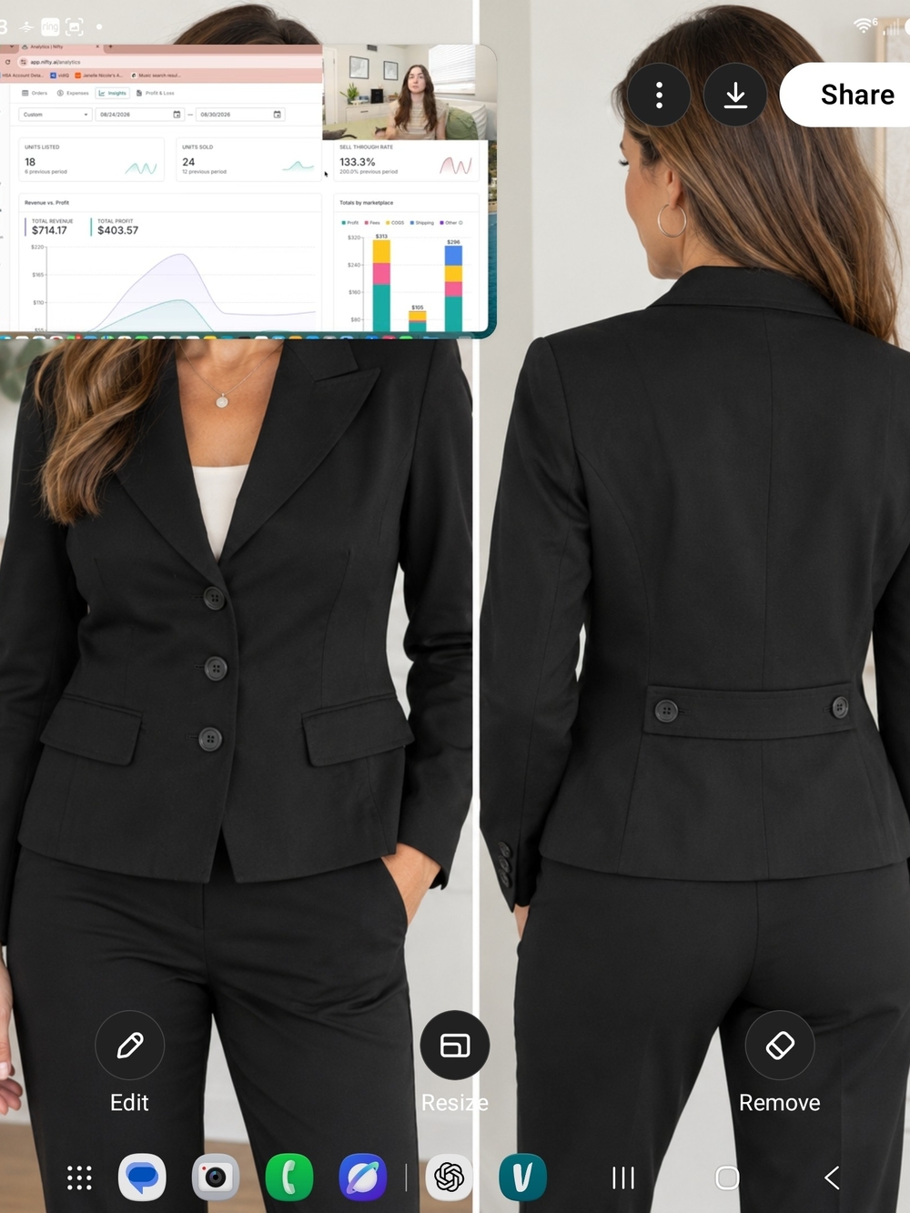 Worthington Black Tailored Blazer with Back Button Detail Size 12 P